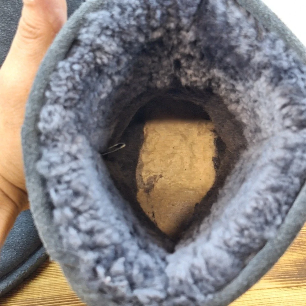 Bearpaw Emma Boots Womens 11 Charcoal Suede Sheepskin Lined Mid Calf Winter